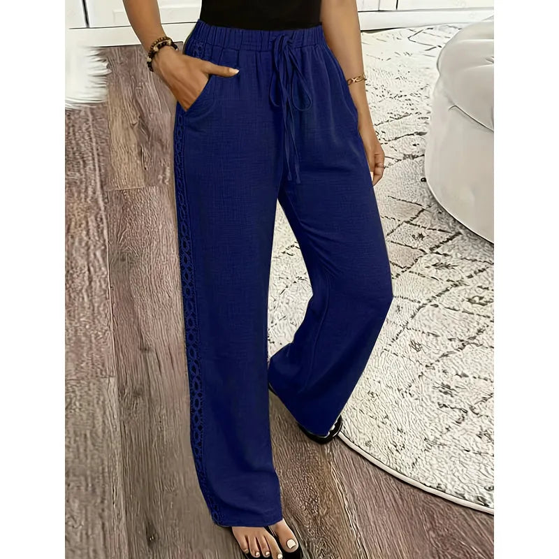 Estrelle - Lace Trim Drawstring Lounge Trousers
