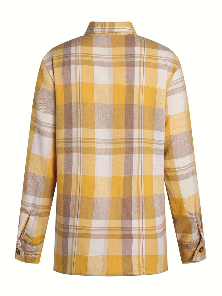 Annora - Casual Brushed Plaid Shirt Jacket