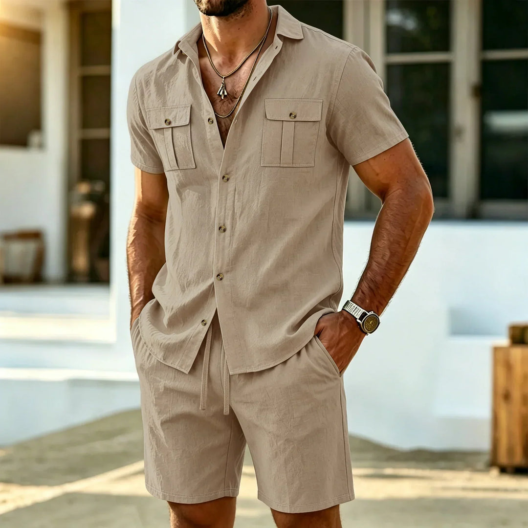 Baird - Linen Blend Shirt And Shorts Set
