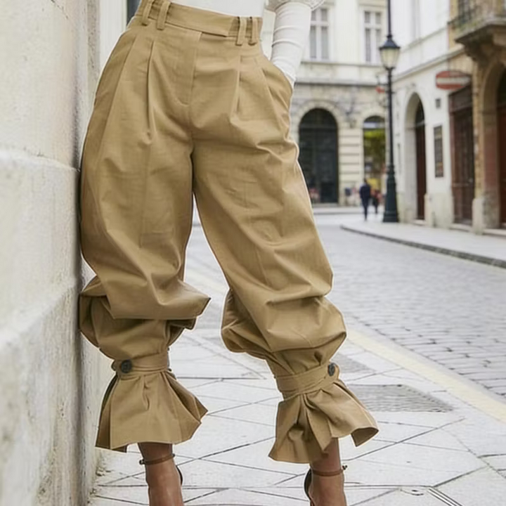 Dianella - High Waist Ruffle Cuff Pants