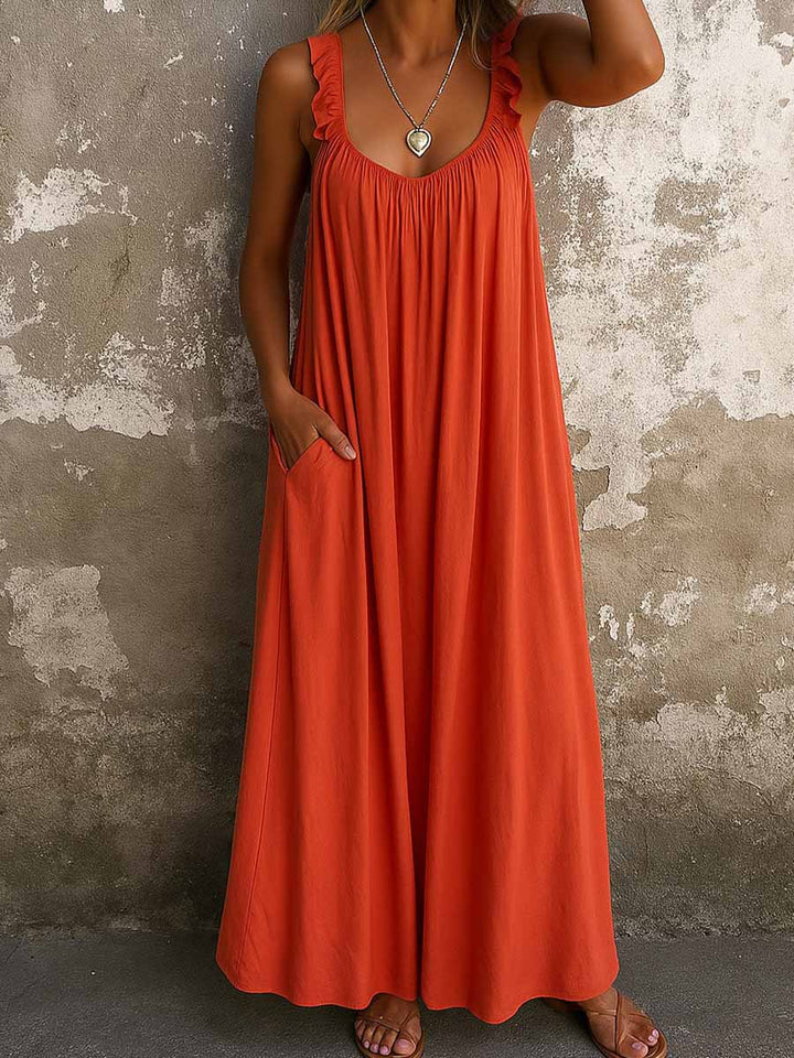 Sylvana - Airy Ruffle-Strap Maxi Dress