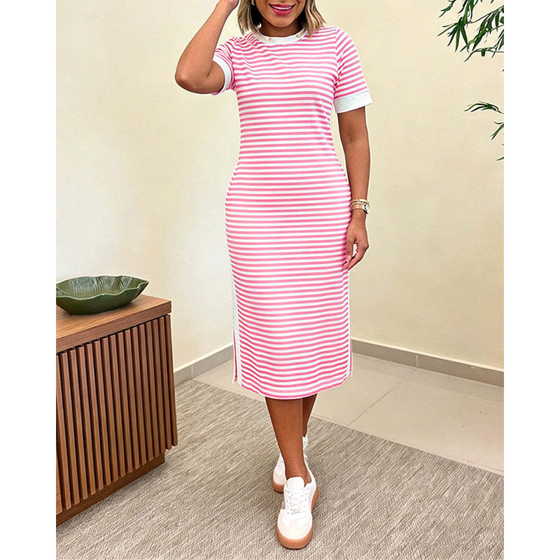Reeva - Soft-Touch Striped Midi Dress