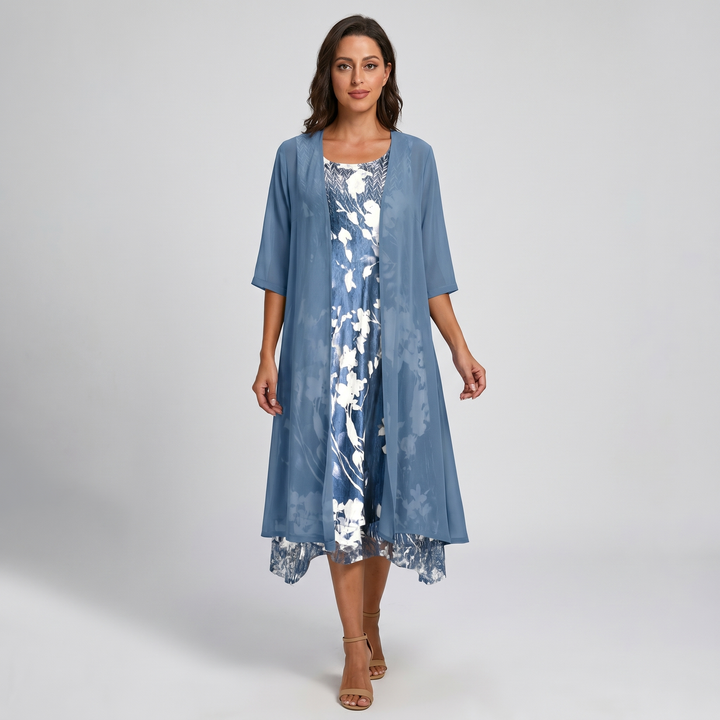 Delavelle - Elegant Layered Midi Dress Set
