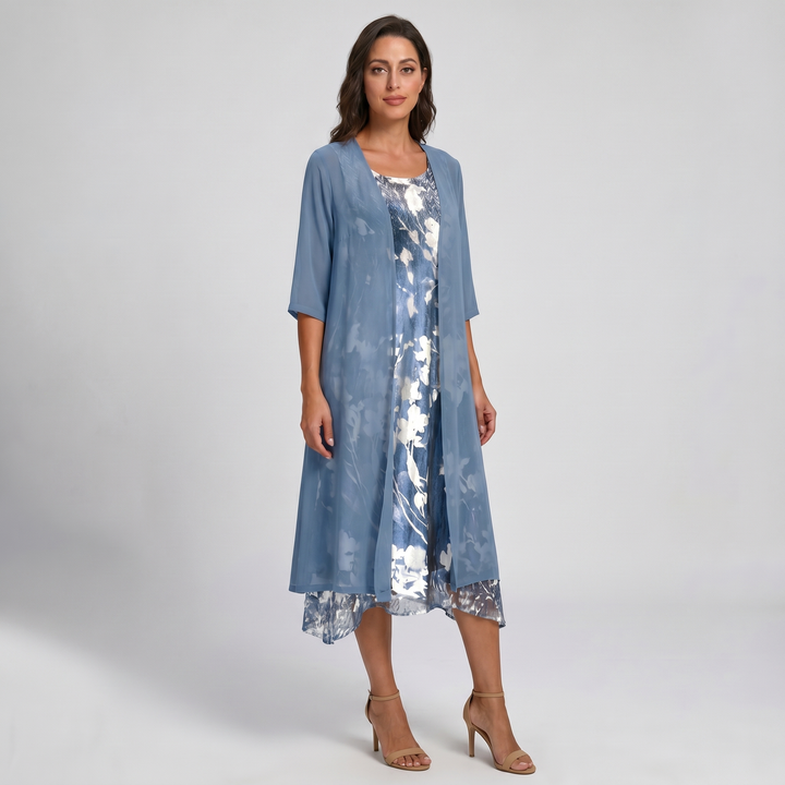 Delavelle - Elegant Layered Midi Dress Set